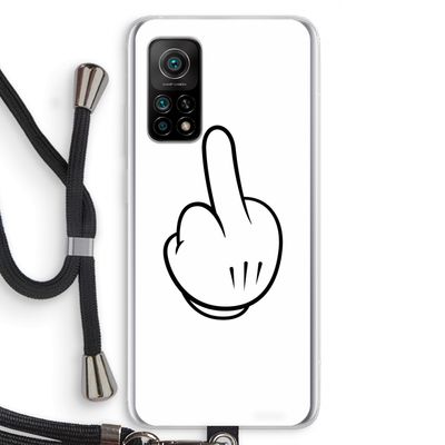 Middle finger white: Xiaomi Mi 10T 5G Transparant Hoesje met koord