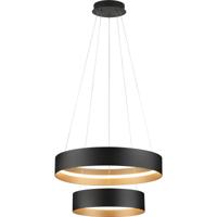 LED Hanglamp - Musterring Loop - 1 Lichtpunt van 55 Watt - Rond - Dimbaar - Aanpasbare Lichtkleur - Hoogte Aanpasbaar - Geheugenfunctie - Nachtlamp - Zwart/Goud - Metaal