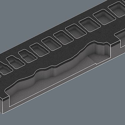 Wera 9721 Schuimrubberen inzetstuk met 8000 B Zyklop ratel 3/8" Set 1, 23-delig gereedschapsset