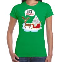 F#ck coronavirus fout Kerstshirt / outfit groen voor dames - thumbnail