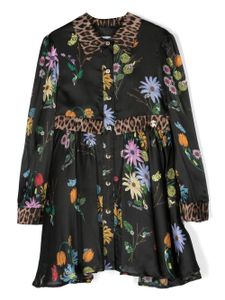 Roberto Cavalli Junior robe-chemise à fleurs - Noir