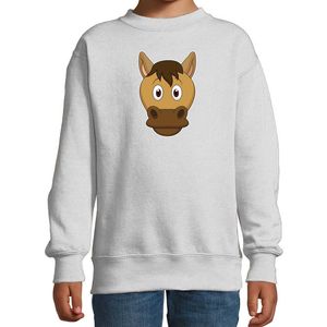 Cartoon paard trui grijs voor jongens en meisjes - Cartoon dieren sweater kinderen