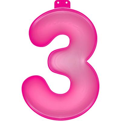 Basic Opblaasbaar cijfer 3 roze 35cm