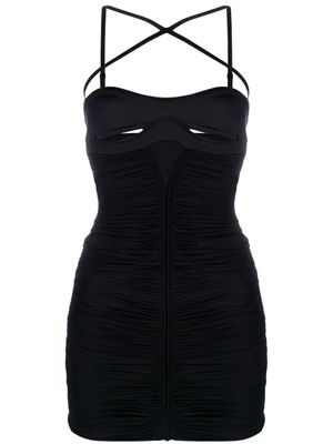 Mugler robe courte à fronces - Noir