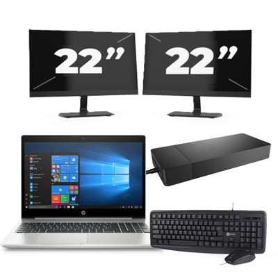 HP ProBook 455R G6 - AMD Ryzen 5 3500U - 15 inch - 8GB RAM - 256GB SSD - Windows 10 Home + 2x 22 inch Monitor HP ProBook 455R G6 - AMD Ryzen 5 3500U - 15 inch - 8GB RAM - 256GB SSD - Windows 10 Home + 2x 22 inch Monitor