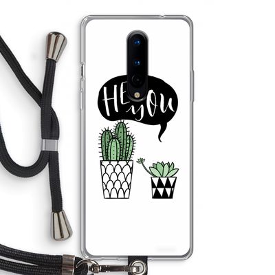 Hey you cactus: OnePlus 8 Transparant Hoesje met koord