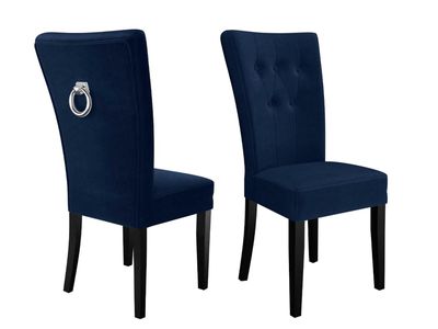 Stoel SALMA donkerblauw met zwarte poten