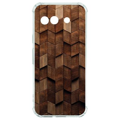Google Pixel 9a Hoesje - Wooden Cubes TPU Antishock Google Pixel 9a Hoesje - Wooden Cubes TPU Antishock