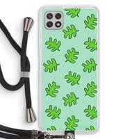 Groene blaadjes: Samsung Galaxy A22 4G Transparant Hoesje met koord