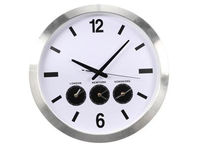 Aluminium wereldklok met 3 tijdzones dia. 45.5 cm - Velleman