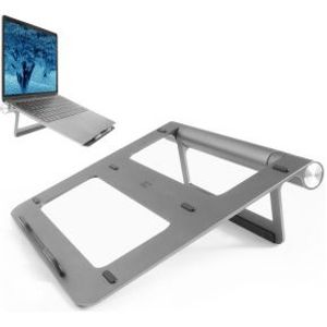 ACT Laptopstandaard aluminium, traploos in hoogte verstelbaar, afneembaar USB-C dockingstation