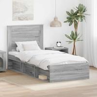 Bedframe met lade Grijs Sonoma 75 x 190 cm Massief grenenhout
