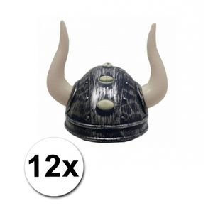 Viking helmen met twee hoorns 12 st   -