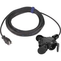 Rubber verlengkabel 15M zwart 3-voudige contactdoos en zware rubberkabel H07RN-F 3 x 1,5mm