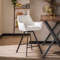LifestyleFurn Draaibare Barstoel 'Thandie' Bouclé, kleur Wit