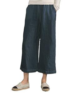 Linen Pockets Solid Casual Linen Pants