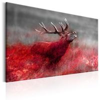 Schilderij - Brullend Hert in Rood veld - thumbnail