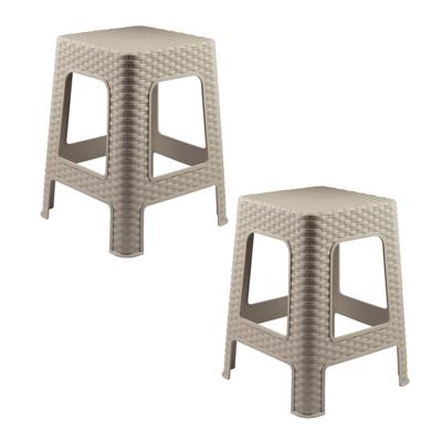 Zit krukjes voor binnen en buiten - 2x - beige - kunststof - 36 x 36 x 45 cm - extra zitplaatsen