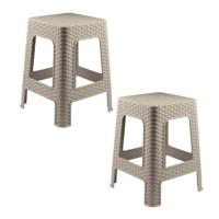 Zit krukjes voor binnen en buiten - 2x - beige - kunststof - 36 x 36 x 45 cm - extra zitplaatsen Zit krukjes voor binnen en buiten - 2x - beige - kunststof - 36 x 36 x 45 cm - extra zitplaatsen