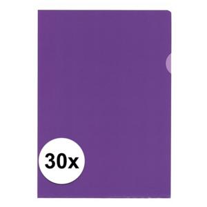 30x stuks documenten Insteekmapjes - paars - A4 formaat - 21 x 30 cm - Kantoorartikelen