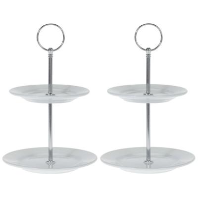 2x Porseleinen etagere 2-laags 13 cm