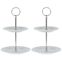 2x Porseleinen etagere 2-laags 13 cm