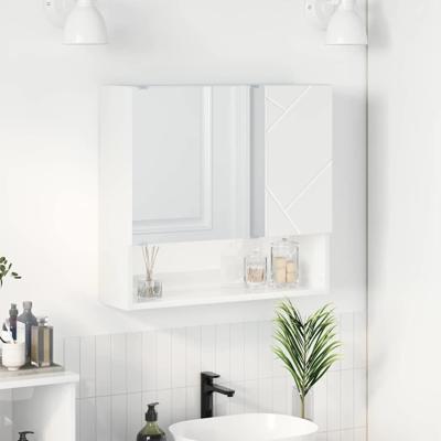 Spiegelkast Hoogglans wit 59 x 17 x 55 cm Bewerkt hout