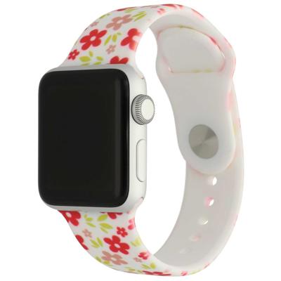 Apple Watch Print Sport Band - Bloemen Rood - 44, 45, 46 & 49mm