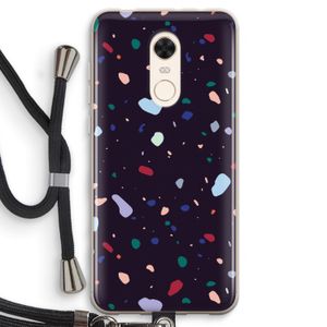 Dark Rounded Terrazzo: Xiaomi Redmi 5 Transparant Hoesje met koord