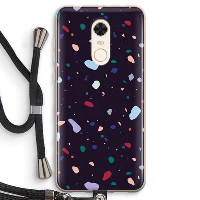 Dark Rounded Terrazzo: Xiaomi Redmi 5 Transparant Hoesje met koord