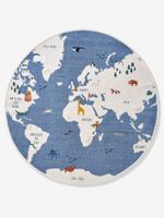 Rond tapijt Wereldkaart blauw/meerkleurig