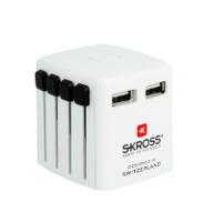 Skross World USB Charger 1.302330 USB-oplader 2400 mA 2 x USB Thuis Met adapter voor Verenigd Koninkrijk