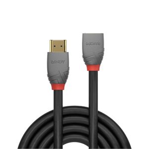 LINDY 36477 HDMI-kabel HDMI Verlengkabel HDMI-A-stekker, HDMI-A-bus 2.00 m Antraciet, Zwart, Rood 4K UHD, Vergulde steekcontacten