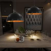 Plafondlampen 2 st halfrond E27 50 cm zwart en goudkleurig