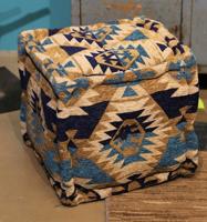 Oosterse poef vierkant Kelim blauw