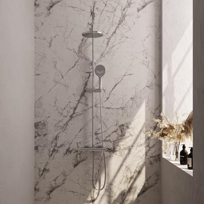 Brauer Chrome Edition Regendoucheset opbouw - hoofddouche 20cm - glijstang - handdouche rond 3 standen - gladde knoppen - chroom 5-CE-240