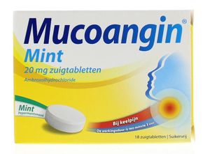 Mucoangin Mint suikervrij 20mg (18 Zuigtab)