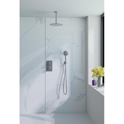 Fortifura Calvi Inbouw Regendoucheset - thermostatisch - plafondarm - 25cm hoofddouche - ronde handdouche - gladde doucheslang - Geborsteld RVS PVD (RVS) SW728177/SW720554/SW799447/SW377868/SW542645/SW115