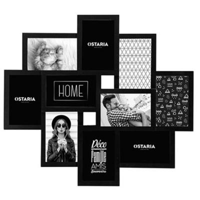 Collage fotolijst Decorama - voor 10x foto van 10 x 15 cm - hout - frame zwart - 55 x 49 cm