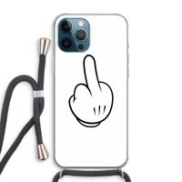 Middle finger white: iPhone 12 Pro Max Transparant Hoesje met koord