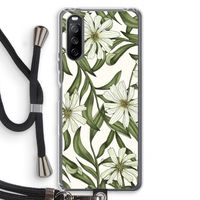 Wit bloemenpatroon: Sony Sony Xperia 10 III Transparant Hoesje met koord