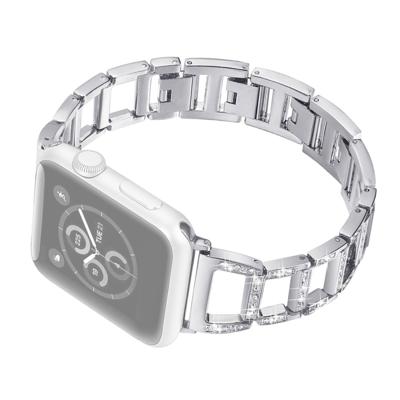 Kleurrijke diamant roestvrijstalen horlogeband voor Apple Watch serie & 40mm/3 & 2 & 1 38mm (zilver)