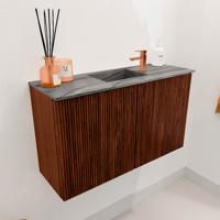 Toiletmeubel Mondiaz Joya Dlux | 70 cm | Meubelkleur Ruby | Faye wastafel Sombra Wasbak Midden | 1 kraangat Toiletmeubel Mondiaz Joya Dlux | 70 cm | Meubelkleur Ruby | Faye wastafel Sombra Wasbak Midden | 1 kraangat