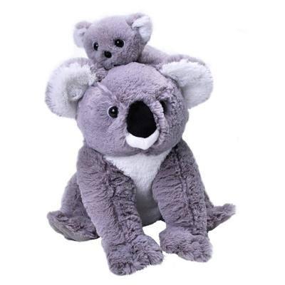 Wild Republic Pluche koala beer met baby - knuffel - grijs - 38 cm