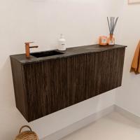 Toiletmeubel Mondiaz Joya Dlux | 100 cm | Meubelkleur Walnut | Faye wastafel Lava Wasbak Links | 1 kraangat