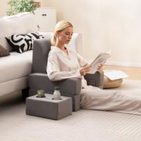 Leeskussen voor Bed & Bank Boeken Kussen met Bekerhouder Ergonomisch Rugkussen Grijs