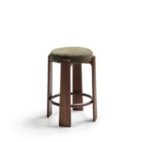 Kave Home Kruk 'Granite' Chenille en noten essenhout, kleur Groen (zithoogte 75cm)