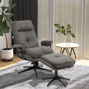 HOMCOM relaxfauteuil met kruk, draaivoet, tv-fauteuil met ligfunctie