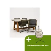 Tuinstoel portofino olijf groen met Veltis tafel 180 cm