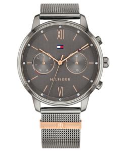 Tommy Hilfiger dameshorloge van gunmetal roestvrij staal gaas, 38 mm